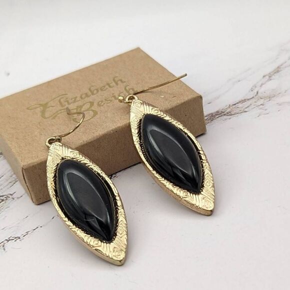2/$21 Ladies  Black Gold Dangle Earrings - Picture 8 of 10